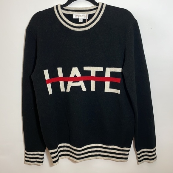 Michael Kors Collection LOVE ONLY NO HATE Cashmere sweater size L - Picture 6 of 10